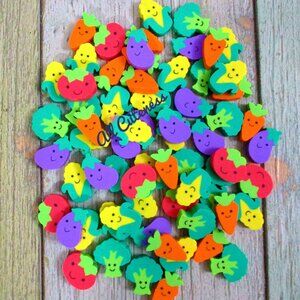 50pc Happy Vegetables Mini Erasers